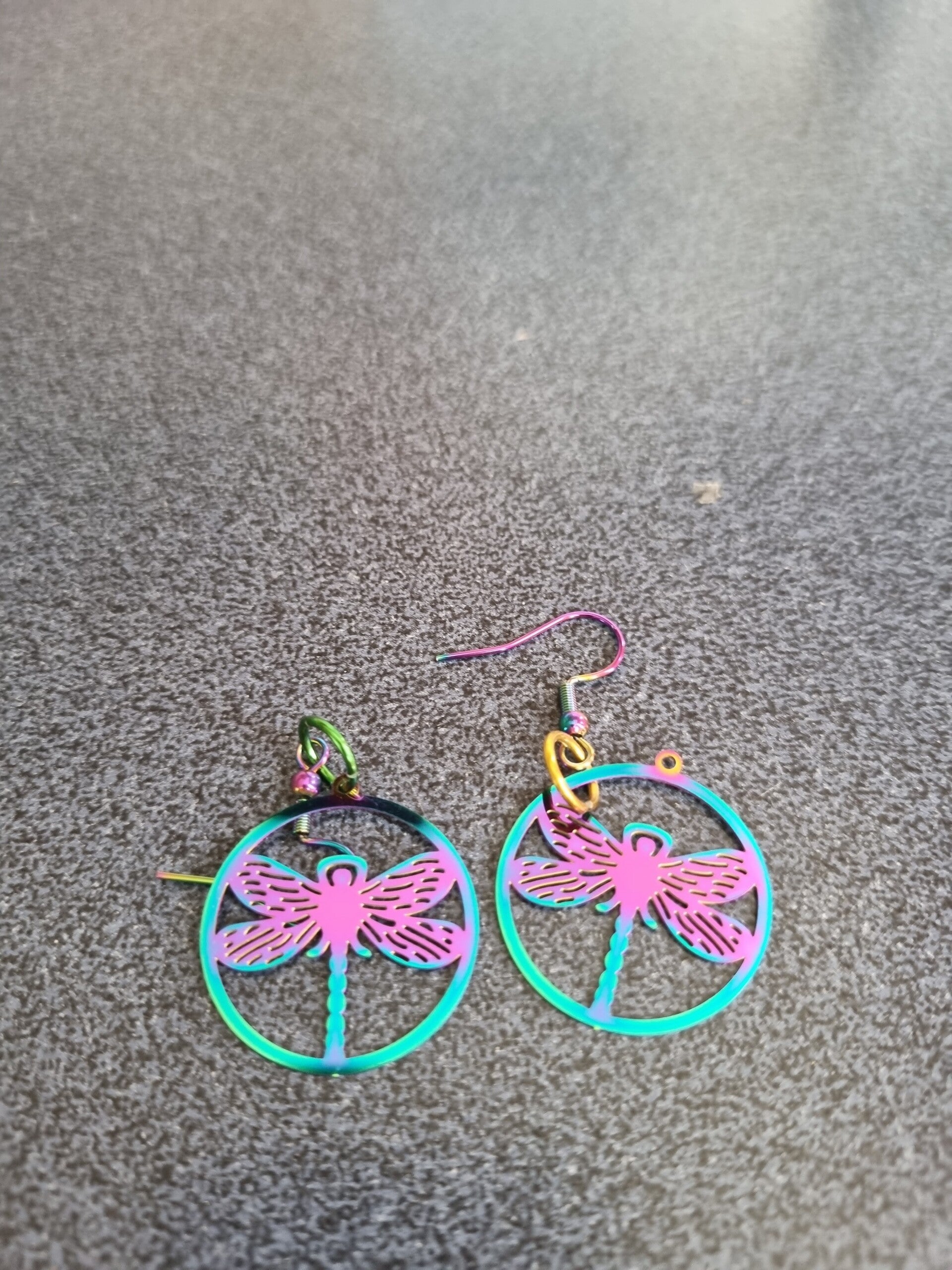 Multi Colored Dragonfly Earrings