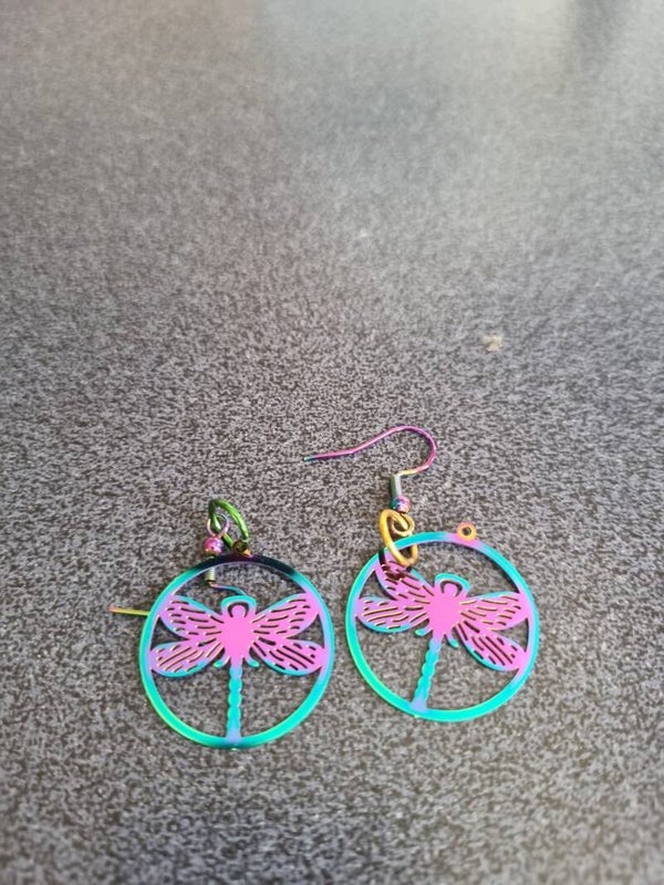 Multi Colored Dragonfly Earrings