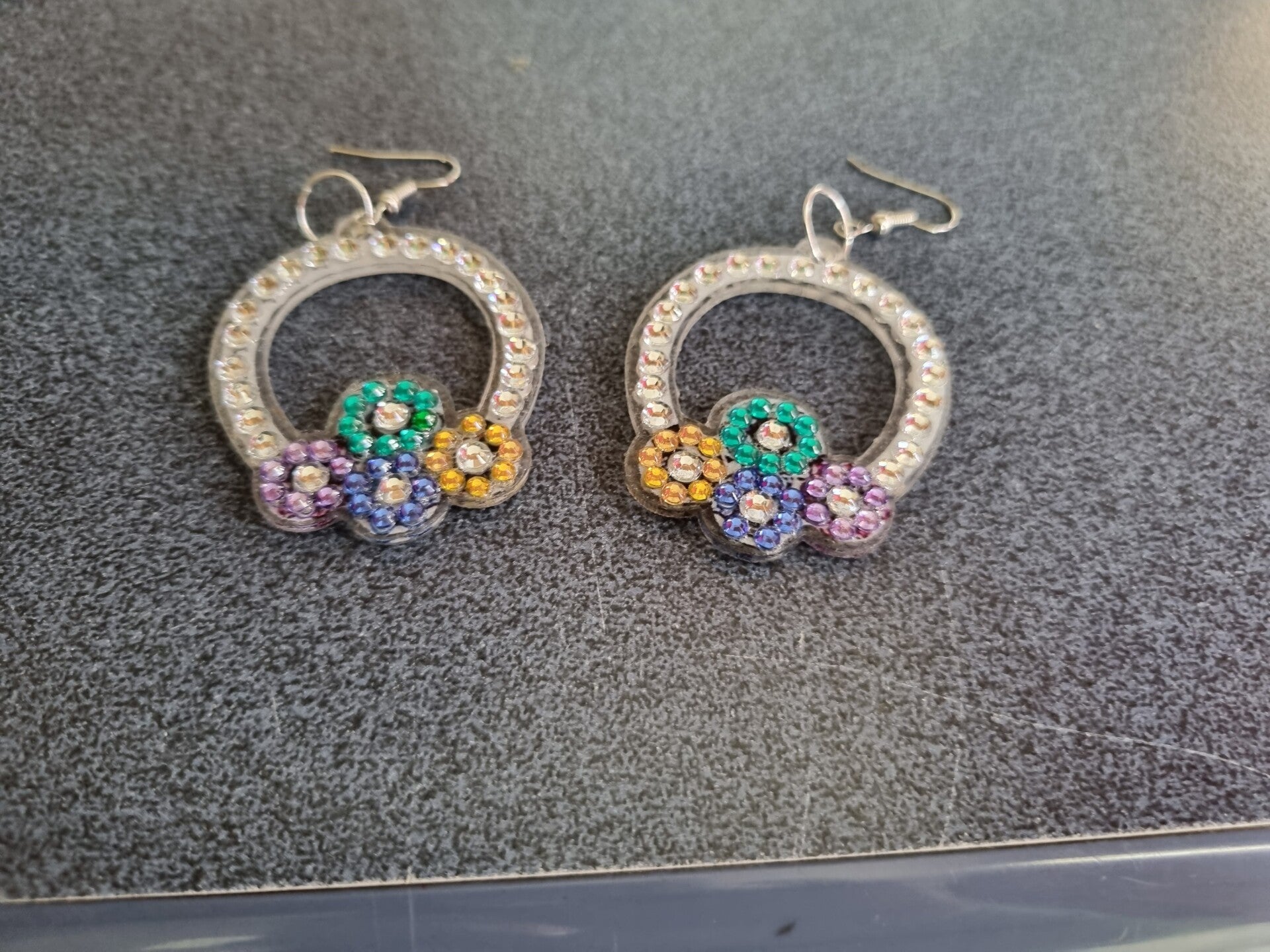Plastic Diamond style bead on Acrylic Earrings