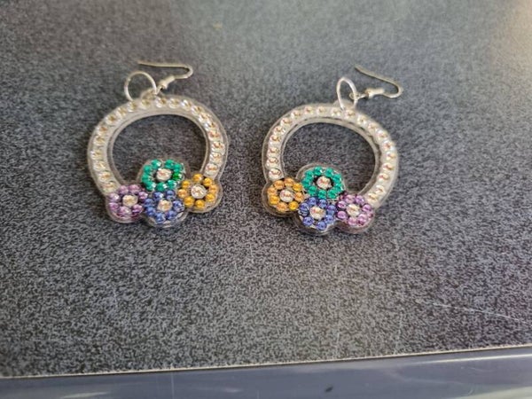 Plastic Diamond style bead on Acrylic Earrings