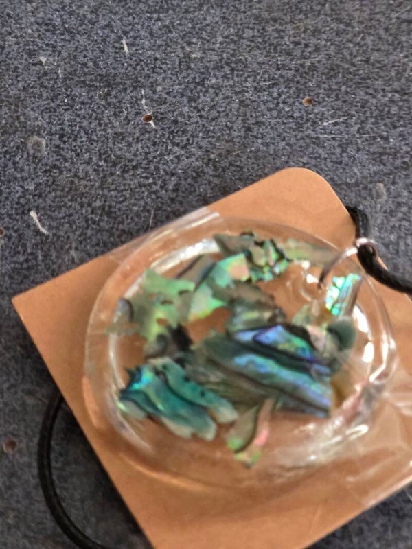 Circular Resin and Paua Pendant
