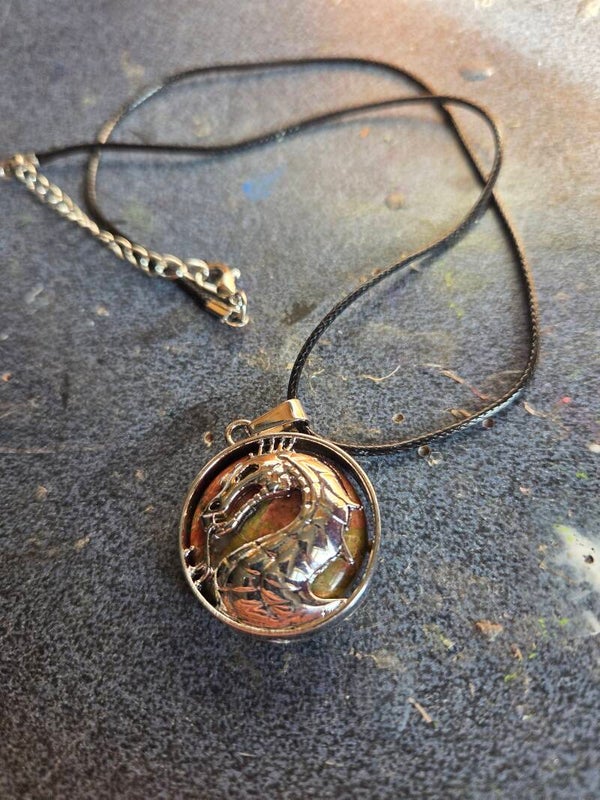 Round Dragon Stone Pendant