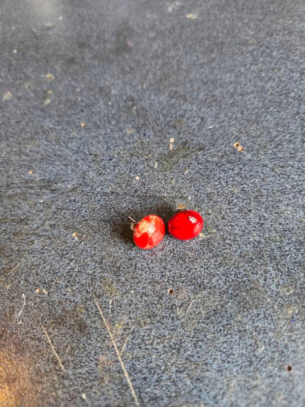 Large Red Nstural Stone Studs