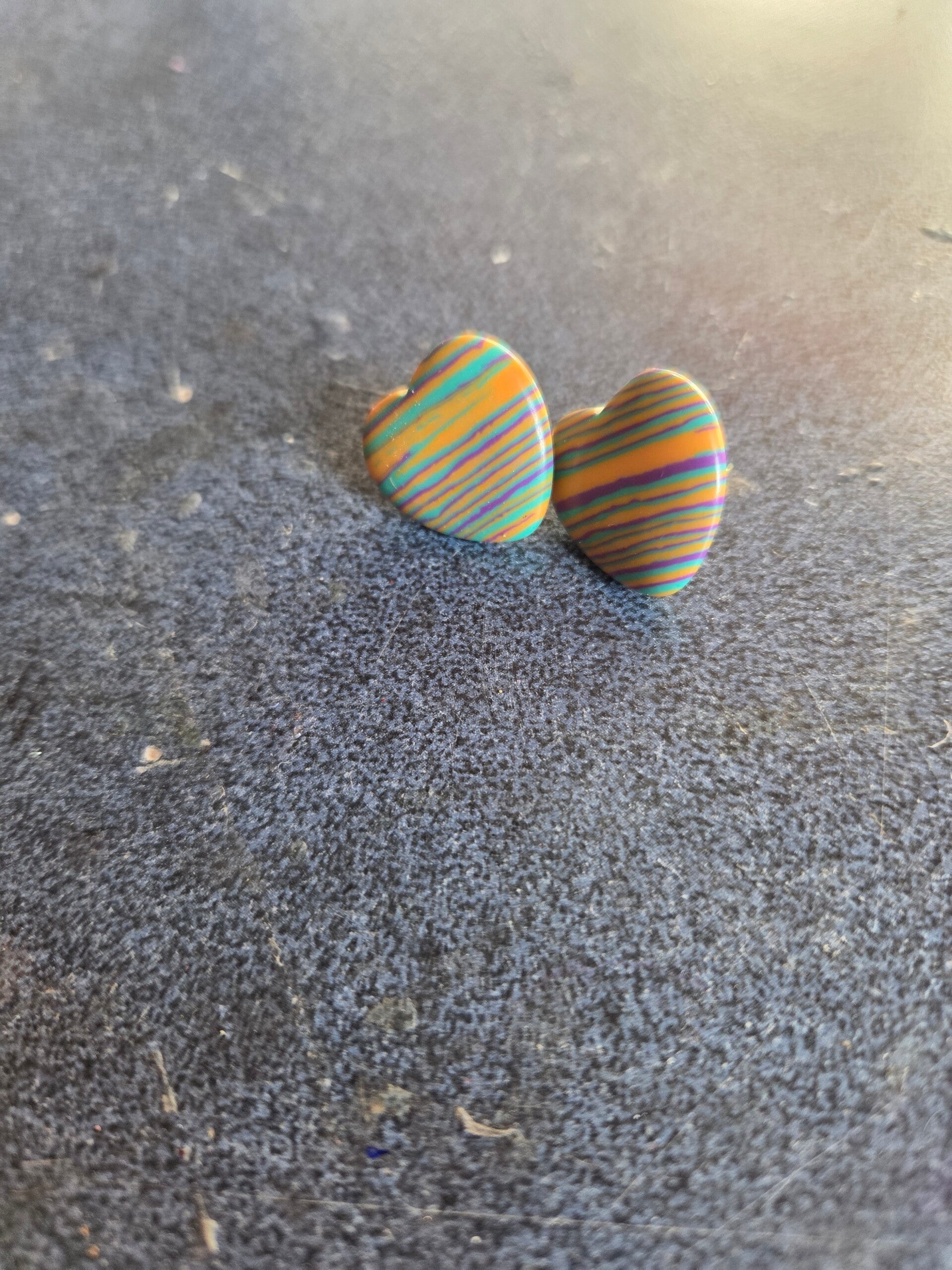 Multi Coloured Heart Studs
