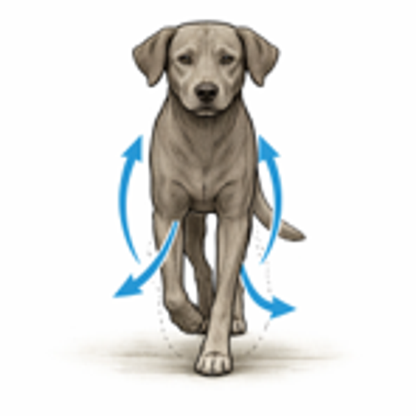 Gangbildanalyse. Palpation, Reflexe beim Hund