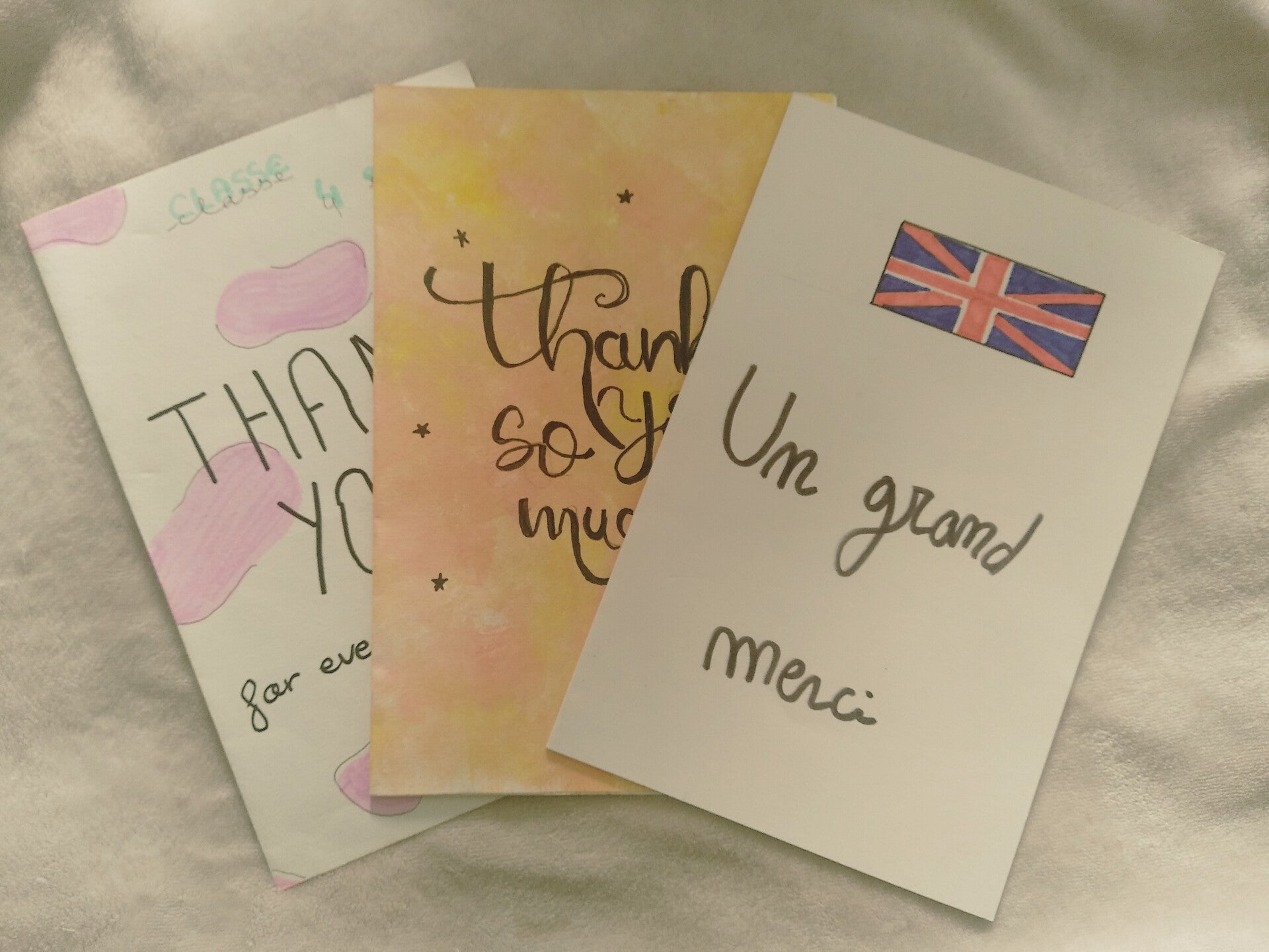 Cartes de remerciement faites par mes élèves