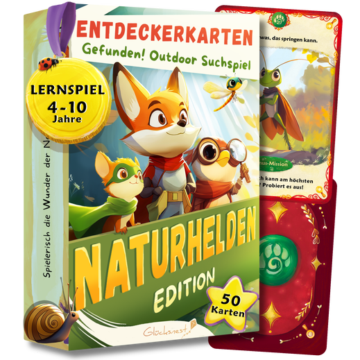 Naturhelden Entdeckerkarten Kinder ab 4 Jahren - 50 robuste Outdoor Suchkarten für Wald Park Garten