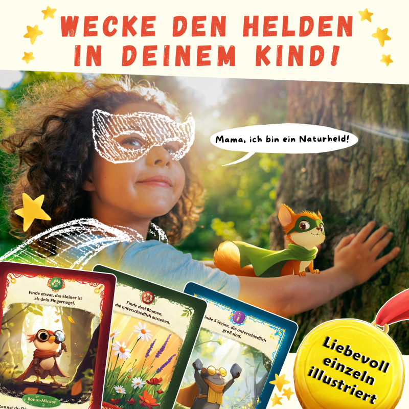 Entdeckerkarten Beispiele - Lernkarten Outdoor Kinder Naturspiel Suchspiel Wald Kreativaufgaben