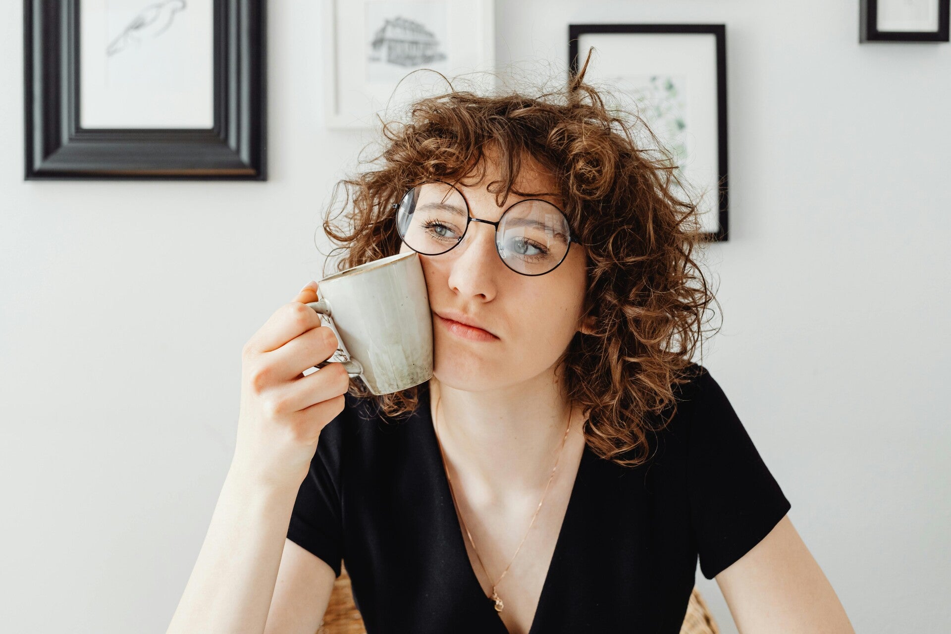 Tired woman with coffee