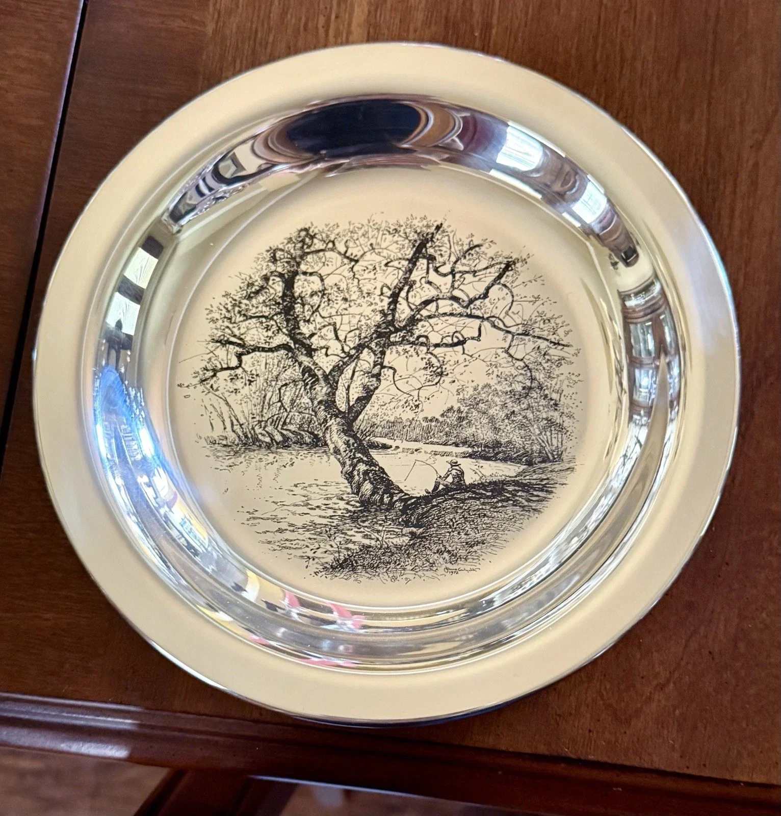 Sterling Silver - 1972 Franklin Mint; Along the Brandywine Platter
