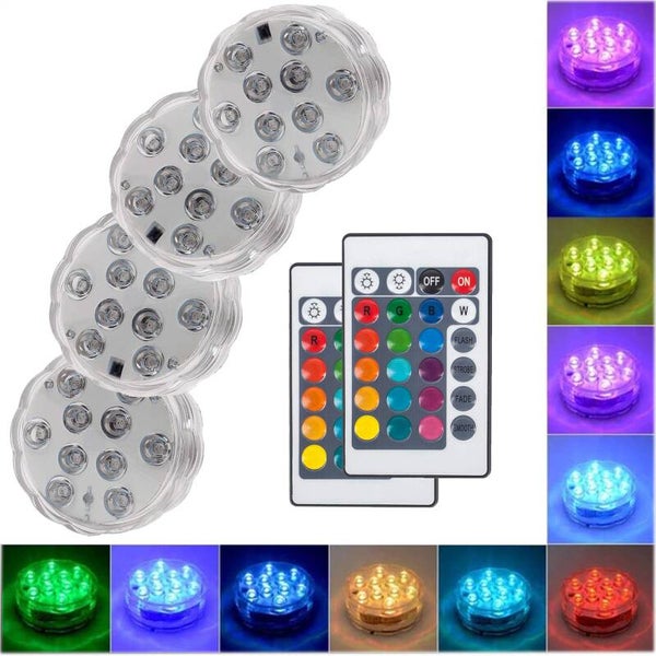 Luces LED sumergibles con control remoto(Pack de 4)