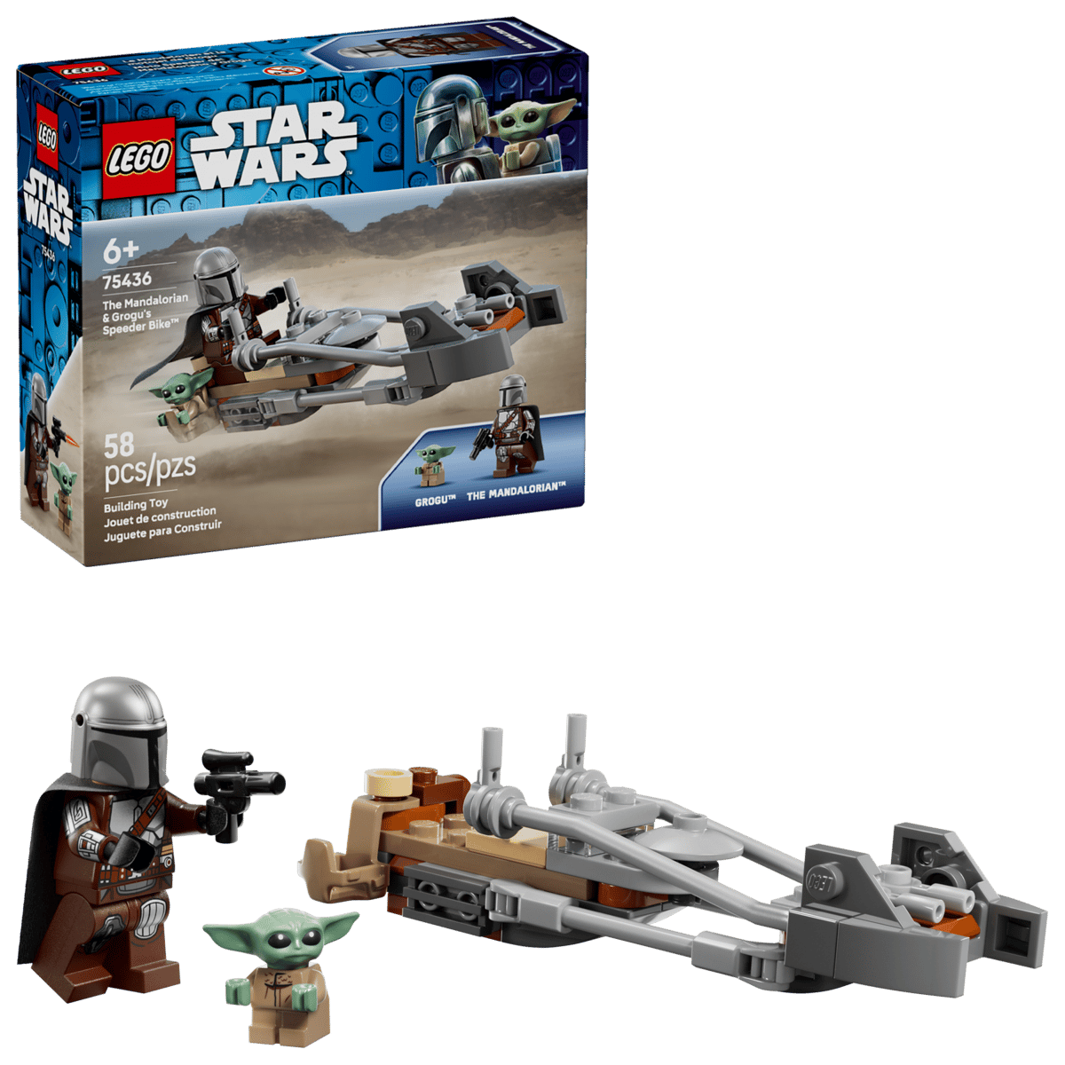 Lego Star Wars De Mandalorian en Grogu's speederbike 75436