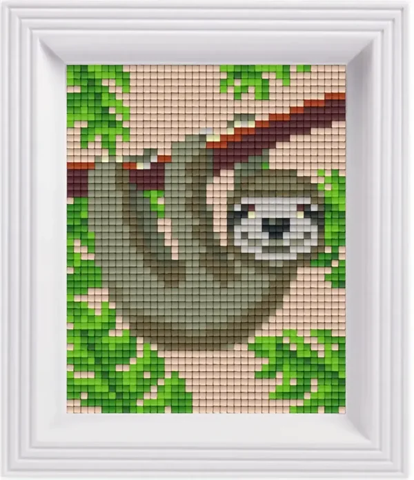 Geschenkverpakking met 24 pixelmatjes - Luiaard in jungle