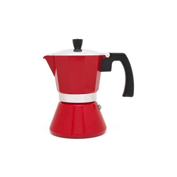 Espressomaker Tivoli, rood, 6 cups, rvs/aluminium