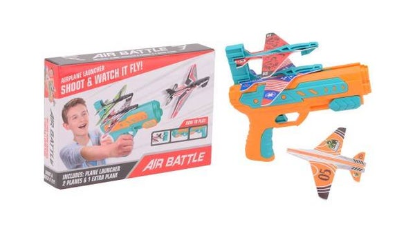 Vliegtuig lanceer blaster in doos met drie vliegtuigen