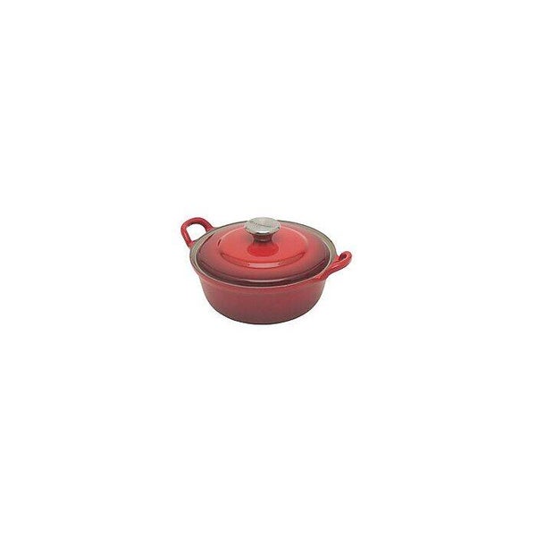 Le Creuset faitout braadpan met plaatstalen deksel 1,3 liter ø 20 cm gietijzer rood