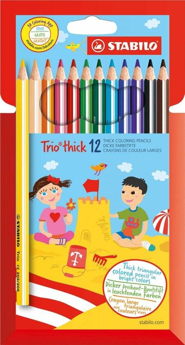 Stabilo Trio Dik Kleurpotloden  Etui 12 kleuren