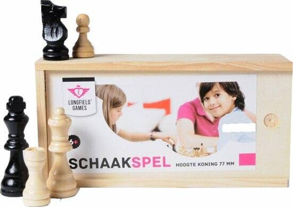 Schaakstukken In Kistje Koning 77mm - Essenhout Bordspel
