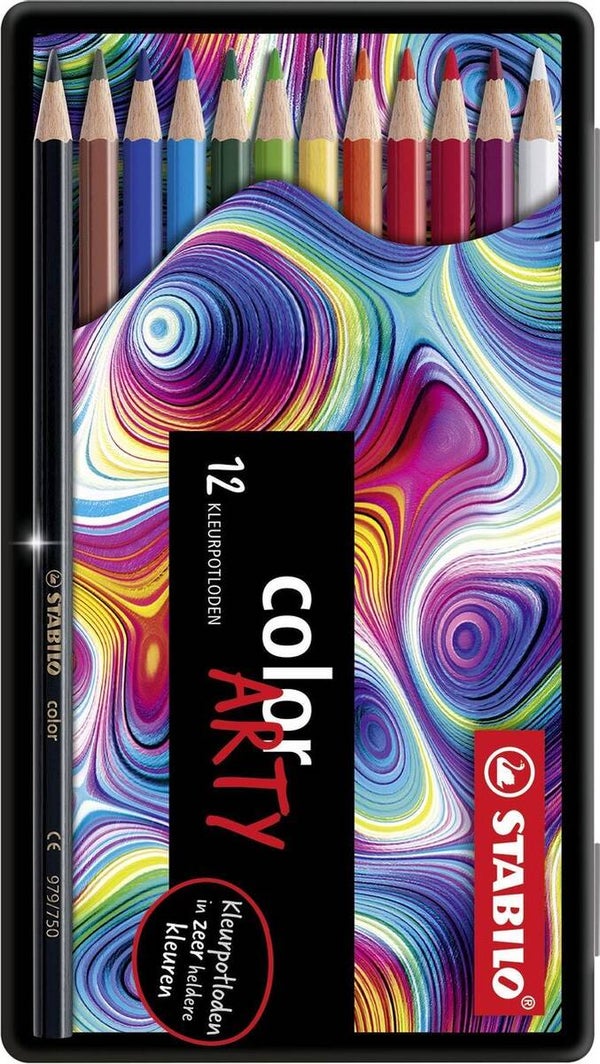 Stabilo Color Arty  Kleurpotlood Metalen Etui  Met 12 Kleuren