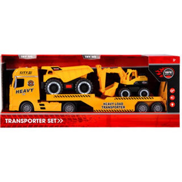 Rapid Wheels Autotransporter bouwvoertuigen met licht en geluid en frictie