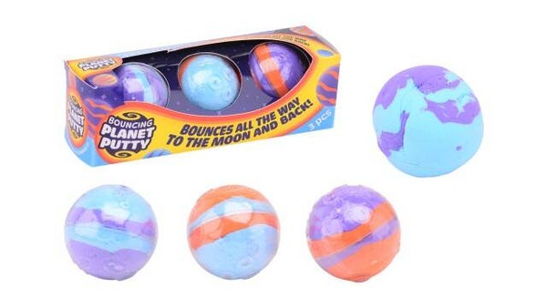 Bouncing planeten putty, 3 stuks in doos