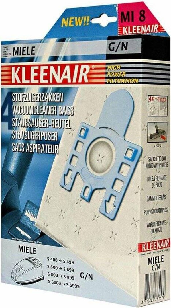 Kleenair MI 8 Miele G/N stofzakken - 4 Stuks + 1 Filter