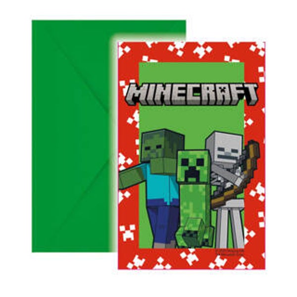 Minecraft Uitnodigingen 6 Stuks