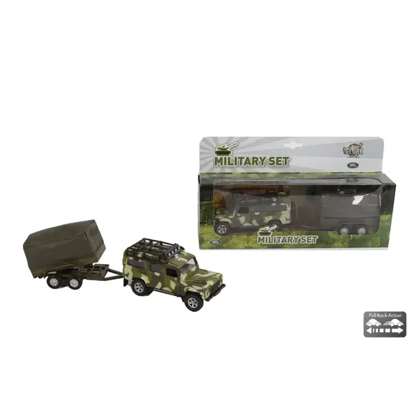 Land Rover met aanhanger military
