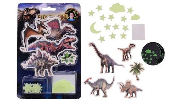 Glow in the dark dino muur stickers