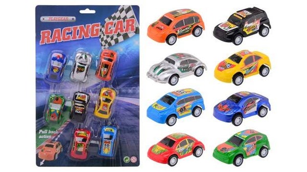 Action Racing 8 pull back auto´s op kaart