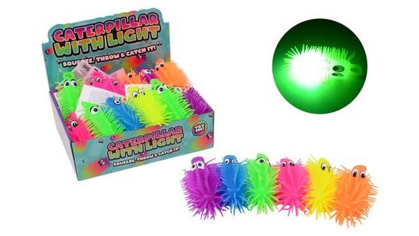 Rups 12cm met licht 6 assorti