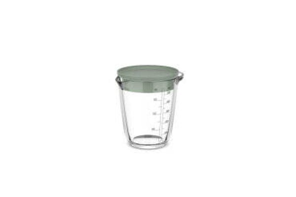 Maatbeker met deksel Chef It glas 500 ml - Nordic sage