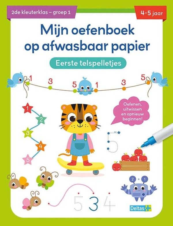 Mijn oefenboek op afwasbaar papier Eerste telspelletjes 4-5 jaar