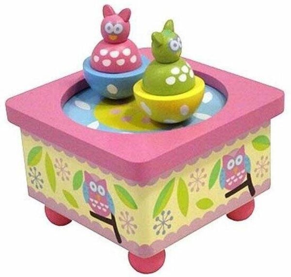 Houten muziekdoosje Dansende Uilen