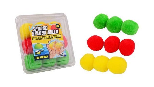 Aqua Fun Spons splash ballen in bewaardoos, 9 stuks