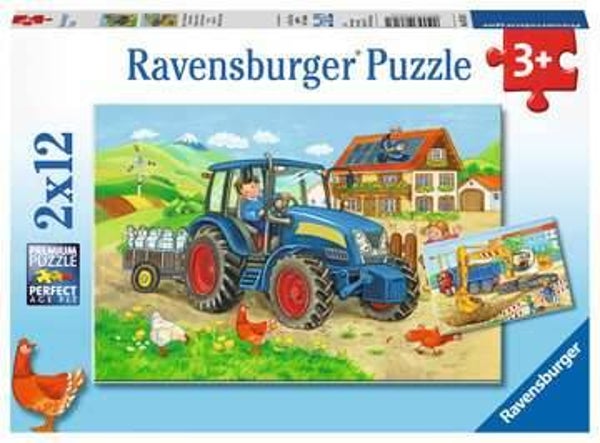 Ravensburger Puzzel Op de bouwplaats en boerderij 2x12  76161