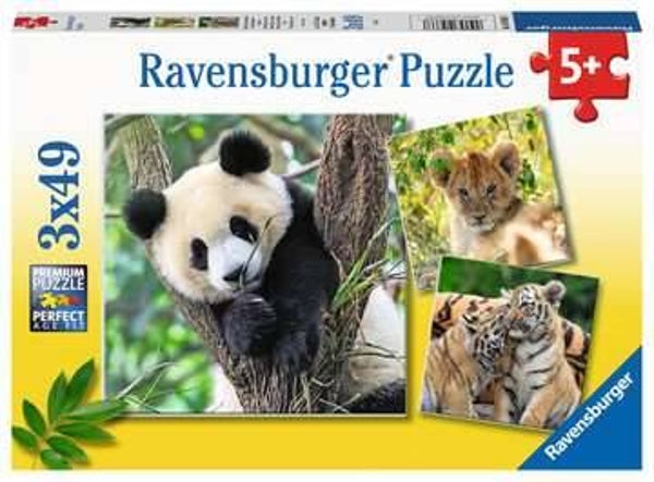 Ravensburger Puzzel Panda, tijger en leeuw 3x49  056668