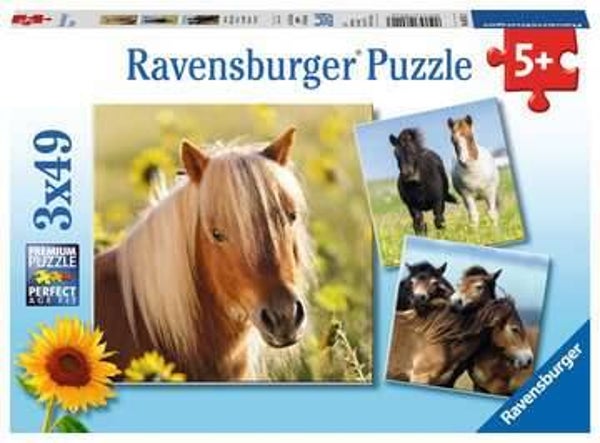 Ravensburger Puzzel Schattige pony's 3x49 080113