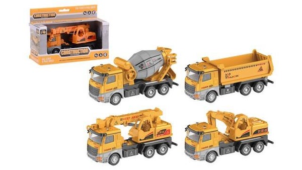 Super Cars 1:48 pull-back constructie voertuigen, 4 assorti