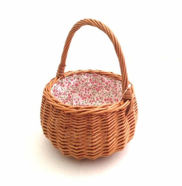 Rieten mandje bekleed (bloemetjes)