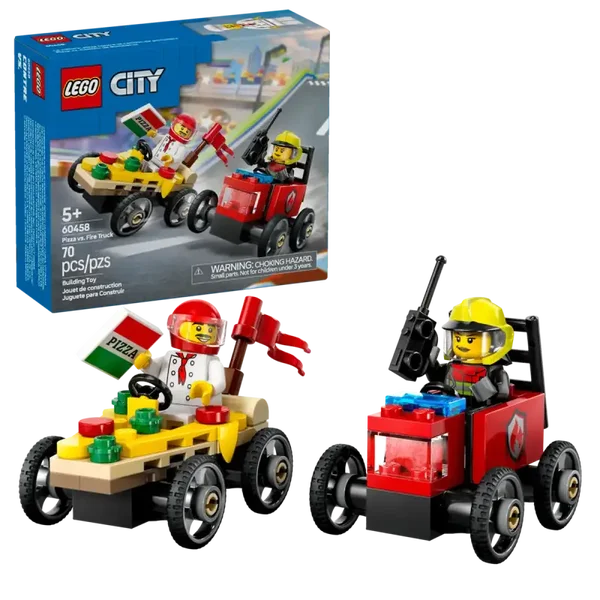Lego City Raceautopakket: pizzabestelwagen vs. brandweerauto 60458