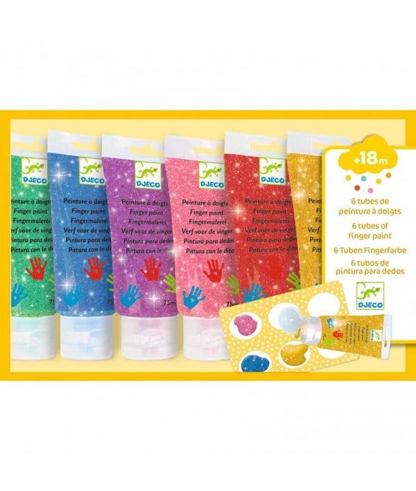 Djeco 6 tubes of finger paint - Glitter DJ09017