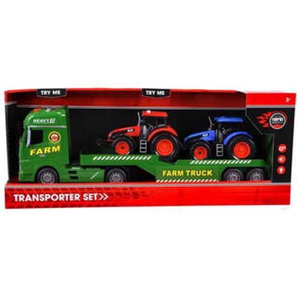 Rapid Wheels Autotransporter met 2 tractoren met licht en geluid en frictie