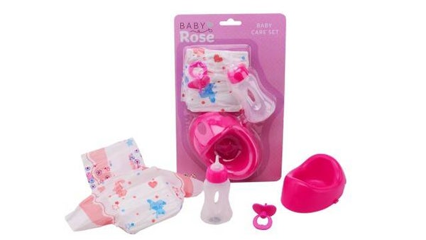 Baby Rose verzorg set op kaart, 4 delig