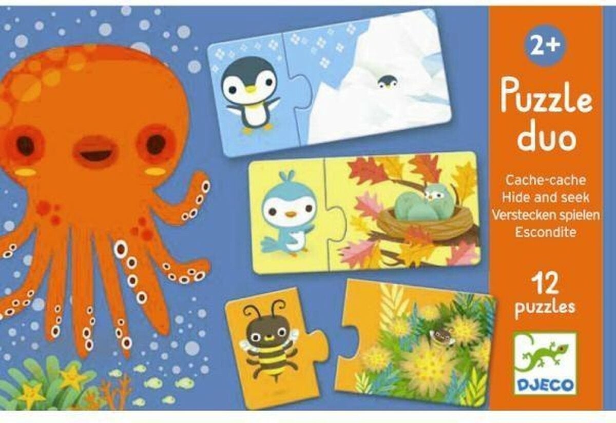 Djeco Puzzel duo Verstoppertje  12 x 2 stukjes  DJ08156