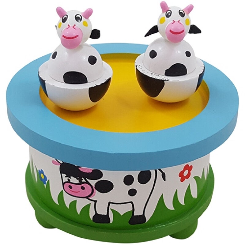 Houten Muziekdraaidoosje koe