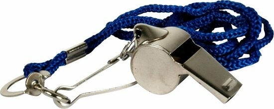 Scheidsrechterfluit chroom met koord rood