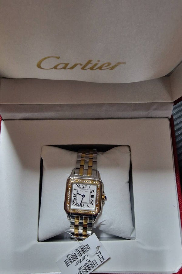Cartier Gold & Silver Watch With Crystals