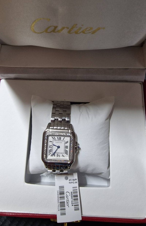 Cartier Silver Watch With Crystals
