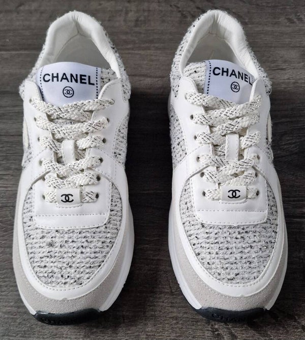 Chanel Grey & White Trainers